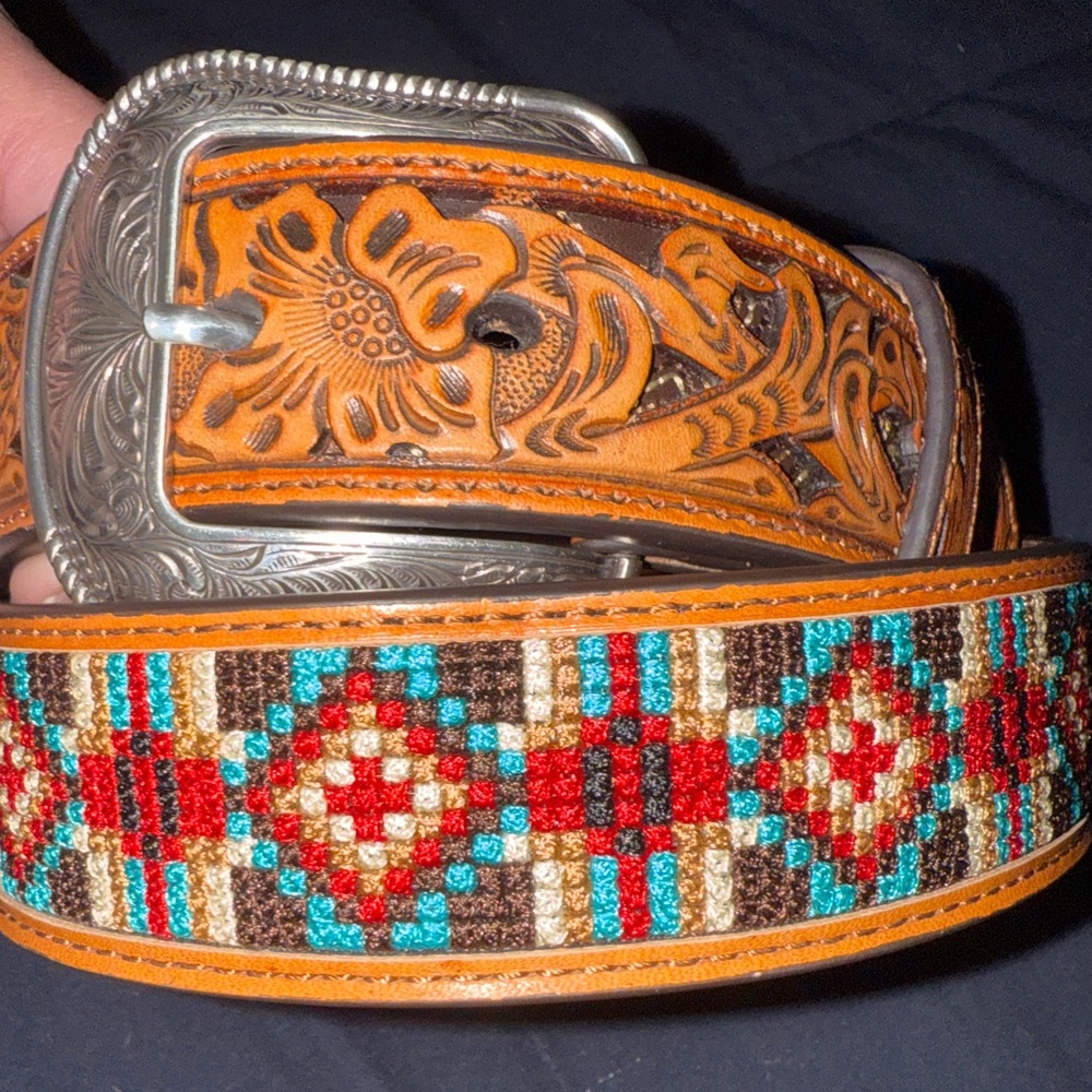3D Belt Company Aztec Stitch Western Belt 36